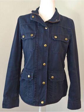 J. Crew Relaxed Field Boyfriend Jacket with Gold Hardware Navy Women's Small